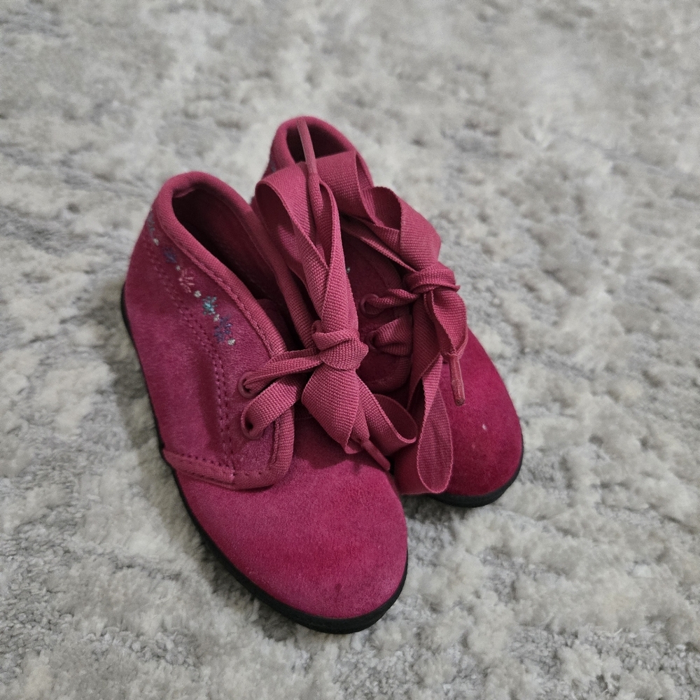 Keds Essential Boots Kids /toddler 6c Pink Suede Leather Lace Up
